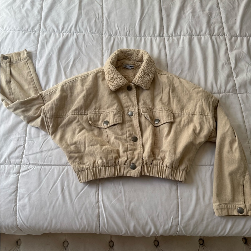 Fashion Nova Cream Teddy Jacket
